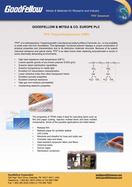 TPX® Datasheet - Goodfellow