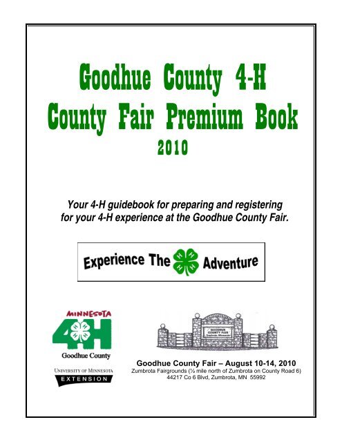 Goodhue County 4-H County Fair Premium Book