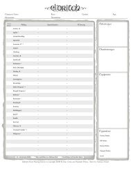 Eldritch Role-Play System Character Sheet - Goodman Games