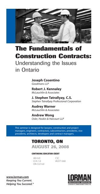 The Fundamentals of Construction Contracts: - Goodmans LLP