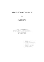 MERGER REMEDIES IN CANADA - Goodmans LLP