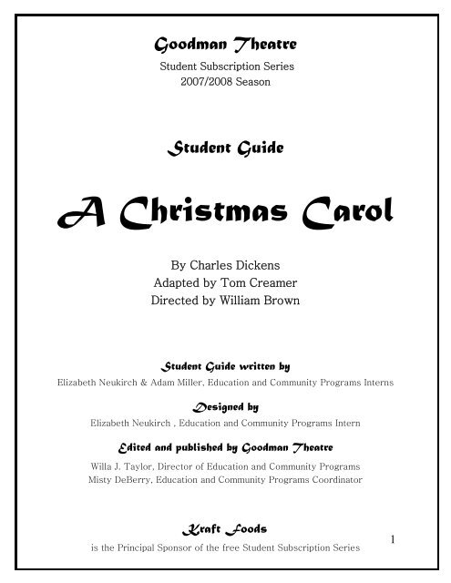 A Christmas Carol 2007 Study Guide - Goodman Theatre