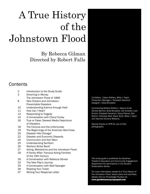 A True History of the Johnstown Flood Study - Goodman Theatre