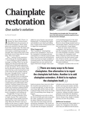 Chain Plate Restoration - Good Old Boat Magazine