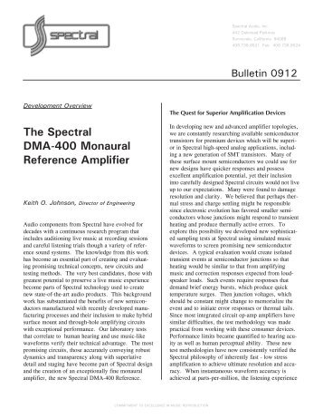 The Spectral DMA-400 Monaural Reference Amplifier - Spectral Audio