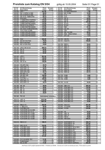 Preisliste zum Katalog EN 5/04 - Gooseweb