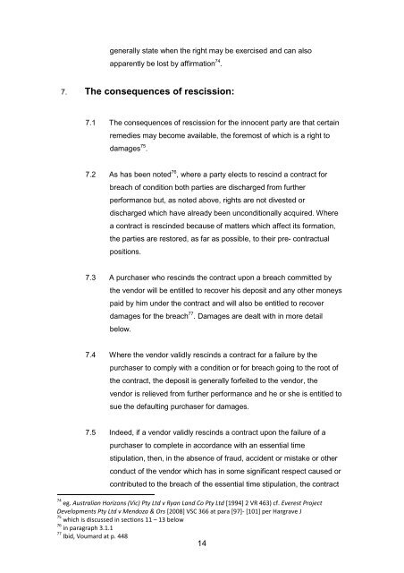 Enforcing Rights & Remedies under a Contract for the Sale of Land