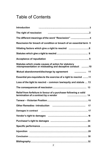 Enforcing Rights & Remedies under a Contract for the Sale of Land