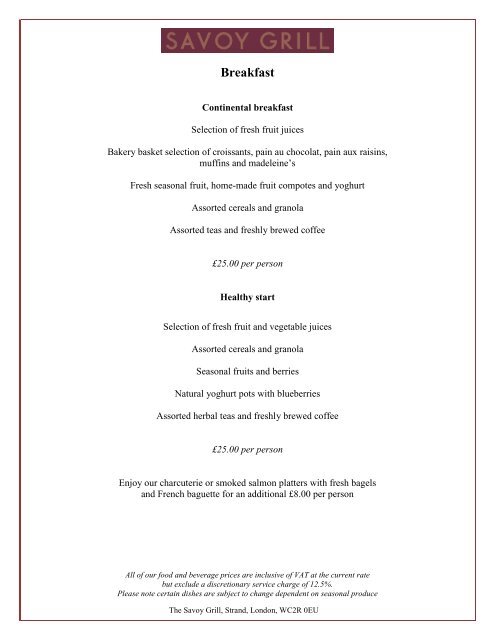 Breakfast Breaks Menu Gordon Ramsay