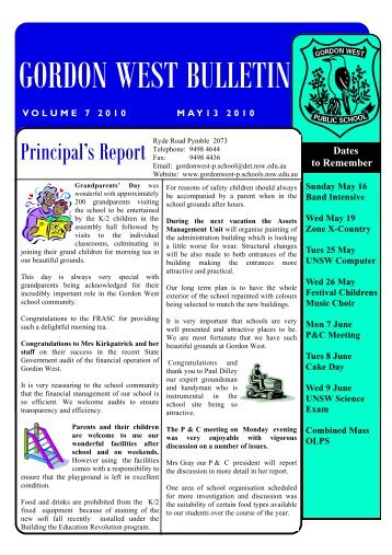 Bulletin 7 2010 - Gordon West Public School