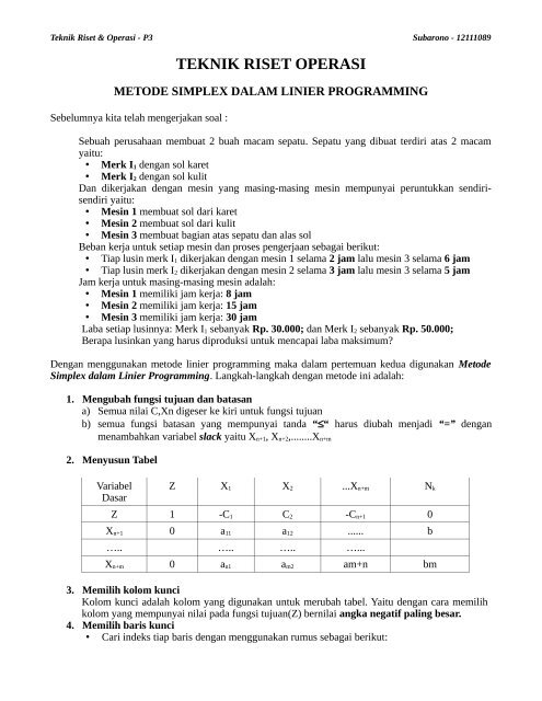 assignment problem riset operasi