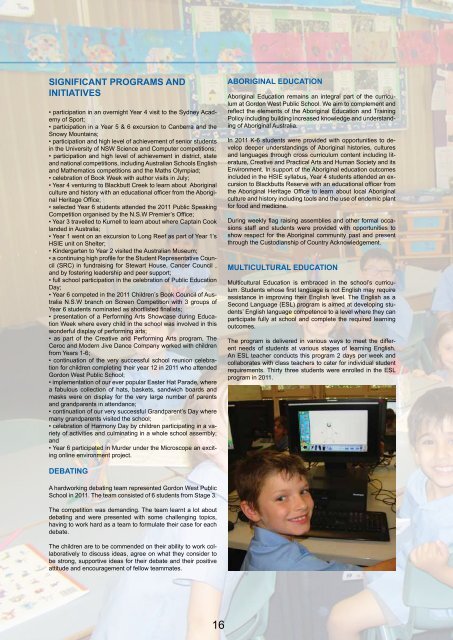 2011 Annual School Report - Gordon West Public School