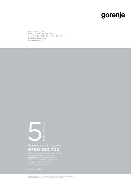 Pdf katalog: Gorenje Frižideri i zamrzivaći 2012