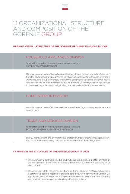 ANNUAL REPORT 2008 - Gorenje Group