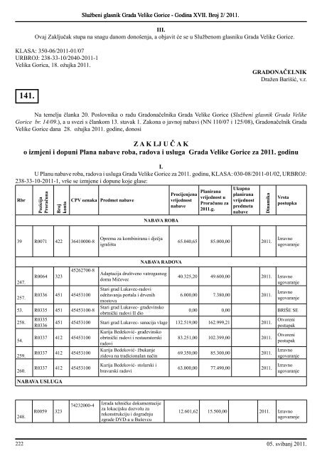 Slu?beni glasnik br. 2/2011 - Grad Velika Gorica