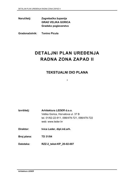 detaljni plan ure?enja radna zona zapad ii - Grad Velika Gorica