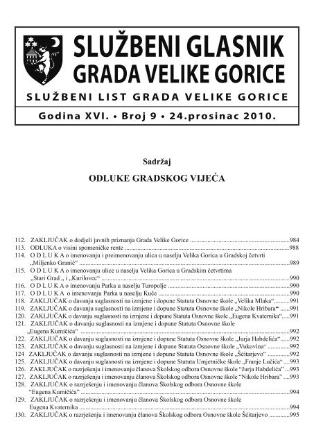 Sluzbeni glasnik GVG 9.indd - Grad Velika Gorica