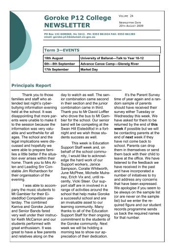 Goroke P12 College NEWSLETTER