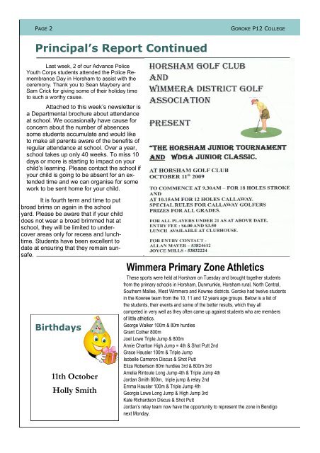 Goroke P12 College NEWSLETTER