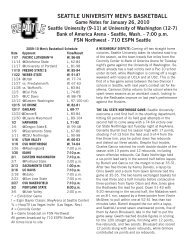 Game Notes - University of Washington (Jan. 26, 2010) - Seattle ...