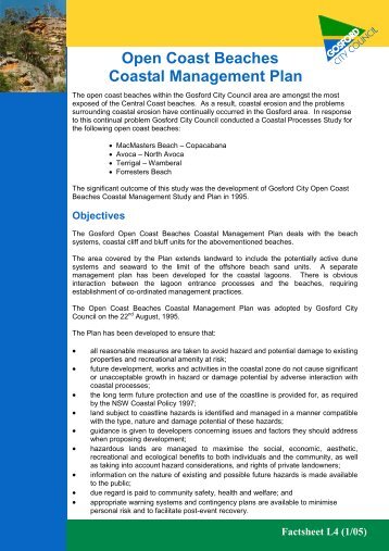 Open Coast Beaches Plan of Management - Gosford City Council