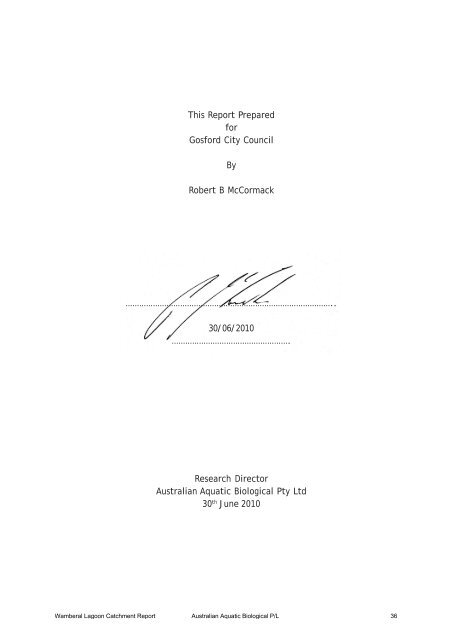 Wamberal Lagoon Catchment Aquatic Survey Final Report (PDF ...