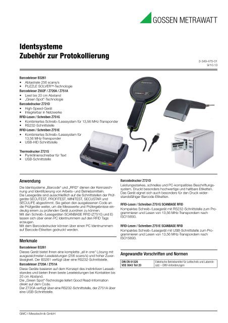 Datenblatt (pdf 178 kB) - Gossen-Metrawatt