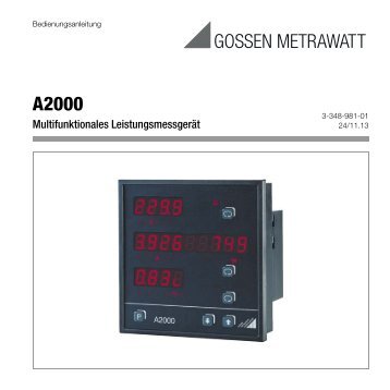 Bedienungsanleitung - Gossen-Metrawatt