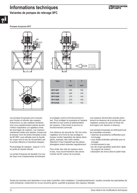 Informations techniques - BRINKMANN PUMPS