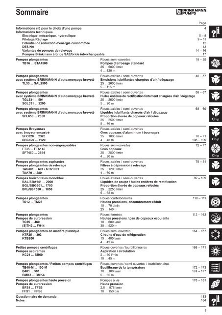 Informations techniques - BRINKMANN PUMPS