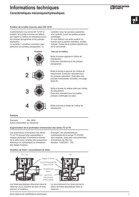 Informations techniques - BRINKMANN PUMPS