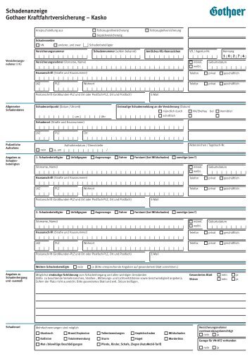 Schadenanzeige KFZ - Kasko - Gothaer Versicherungen