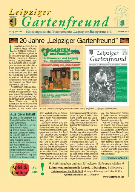 Leipziger Gartenfreund 10 13 Stadtverband Leipzig Der