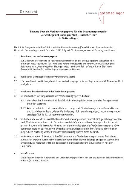 Gewerbegebiet Bietingen West - südlicher Teil - Gottmadingen