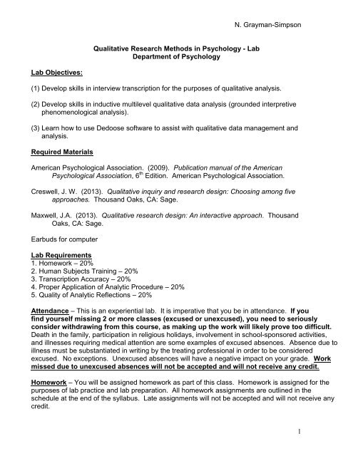 qualitative research methods syllabus