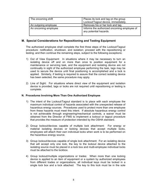 Control of Hazardous Energy Lockout-Tagout ... - Goucher College