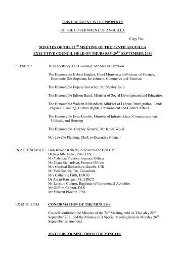 ExCo Minutes 29 Sep 2011.pdf - Government of Anguilla