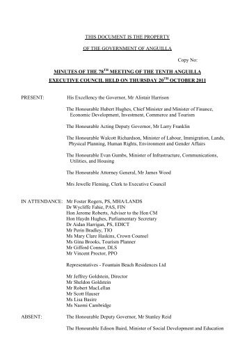 ExCo Minutes 20 Oct 2011.pdf - Government of Anguilla