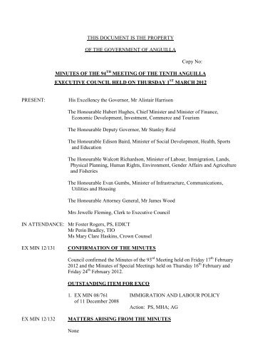 Mn12-94 ExCo Minute 1 Mar 12.pdf - Government of Anguilla