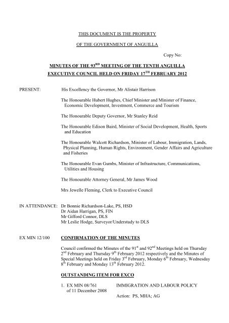 Mn12-93 ExCo Minutes 17 Feb 12.pdf - Government of Anguilla