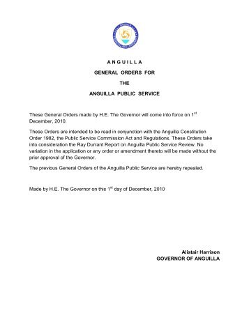 General Orders - Government of Anguilla