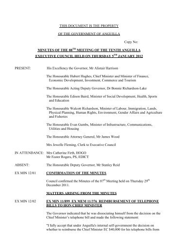 Mn12-88 ExCo Minutes 5 Jan 2012.pdf - Government of Anguilla