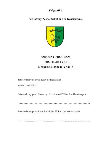 program profilaktyki - Powiatowy Zespół Szkół nr 1 w Kościerzynie