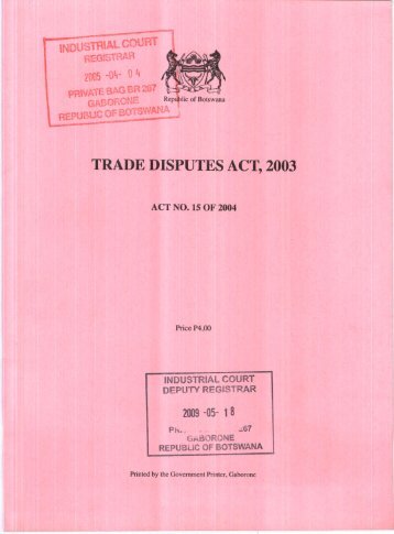 Trade Disputes Act, 2003 - Government of Botswana