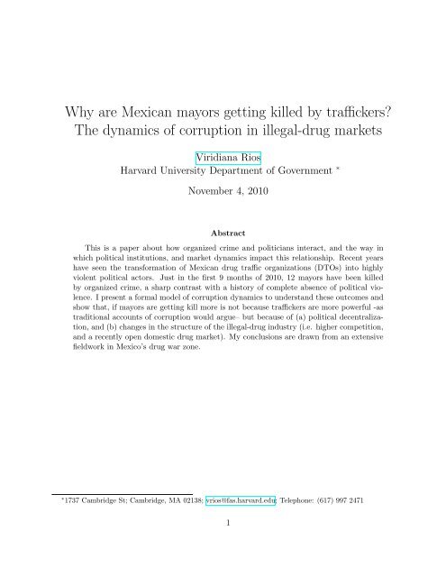 Why are Mexican mayors getting killed by traffickers? The dynamics ...