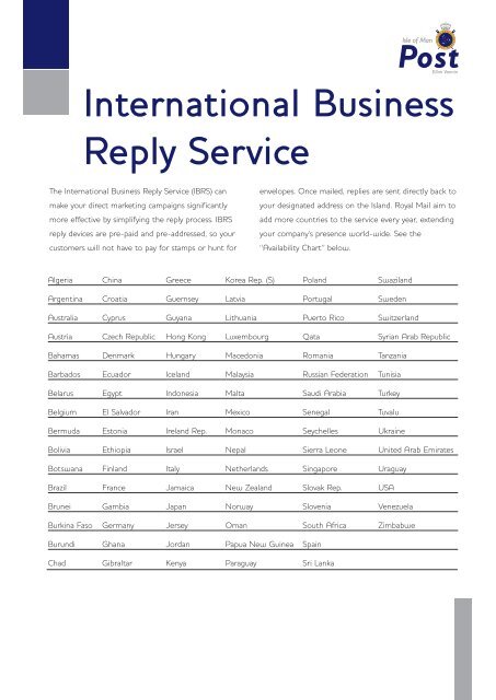 International Business Reply Guidance Notes