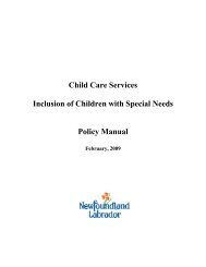 Child Care Services Inclusion of Children with Special Needs Policy ...