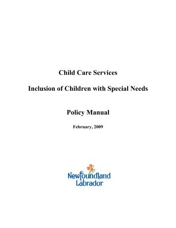 Child Care Services Inclusion of Children with Special Needs Policy ...