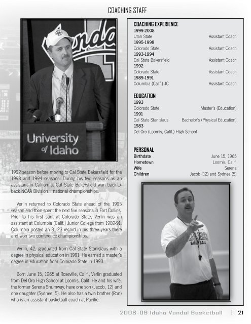2008-09 Vandals - University of Idaho Athletics