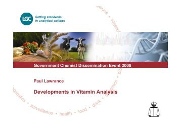 Paul Lawrance Vitamins Analysis - Government Chemist